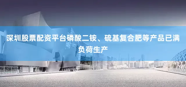 深圳股票配资平台磷酸二铵、硫基复合肥等产品已满负荷生产